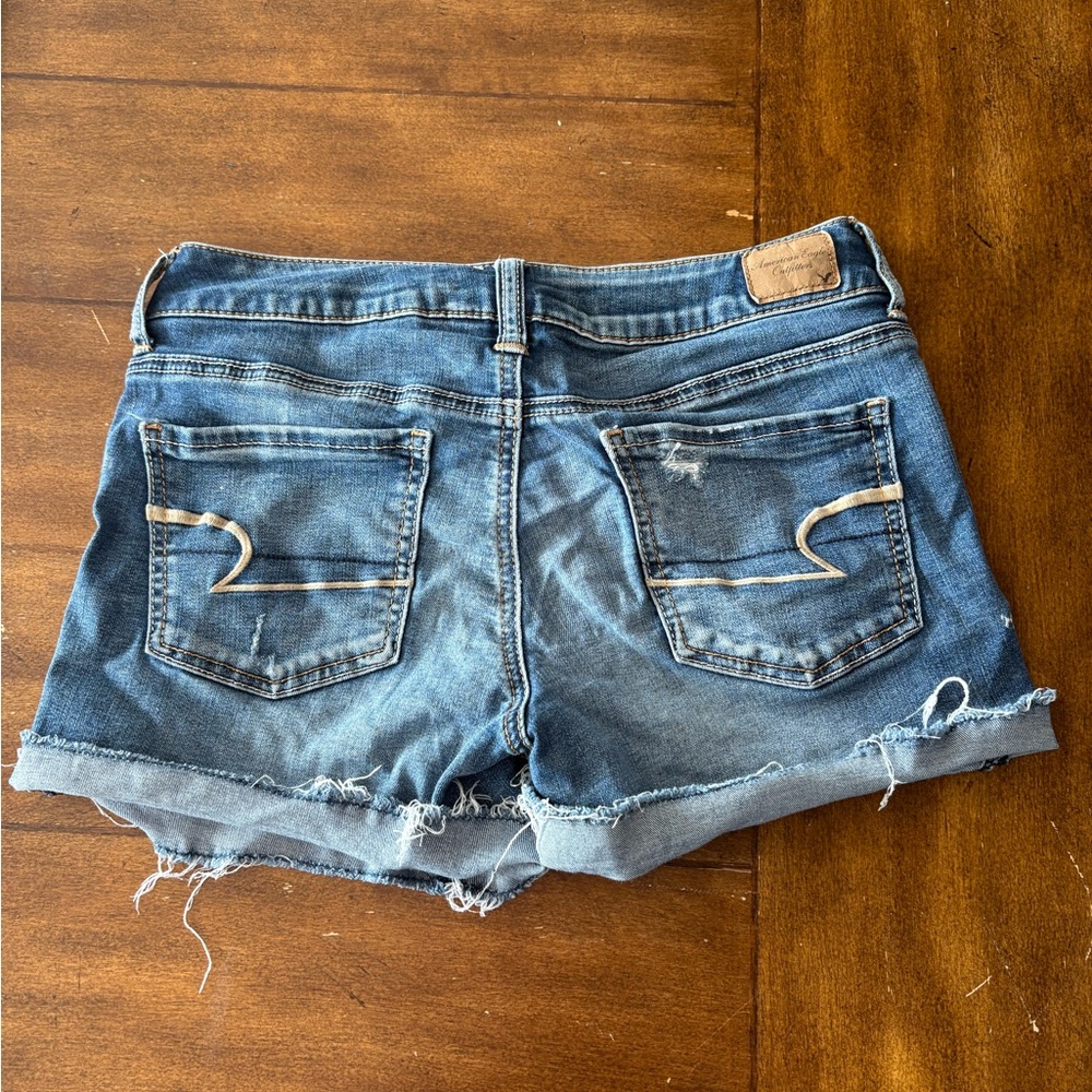 American Eagle Outfitters Women's Blue Distressed Denim Shorts